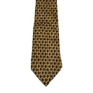 Geoffrey Beene Mens Silk Tie Quiet Luxury Old Money Formal Career Gold Blue Luxe